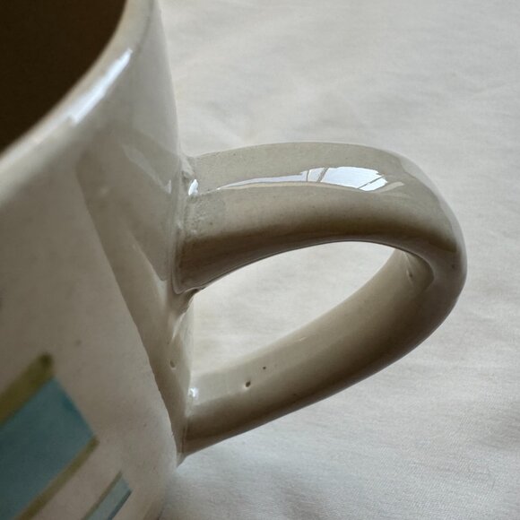 EUC Royal Norfolk Coffee Mug - Stoneware, Gray Cream with Blue & Green Stripes - Picture 5 of 8